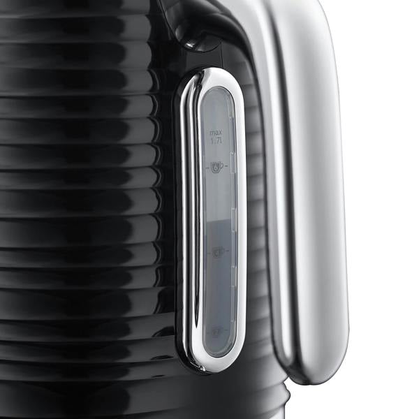 Russell Hobbs Inspire Black Kettle 1.7L, 3000W Rapid Boil, Blue Illumination, Perfect Pour Spout, Anti-Scale Filter, 360° Base