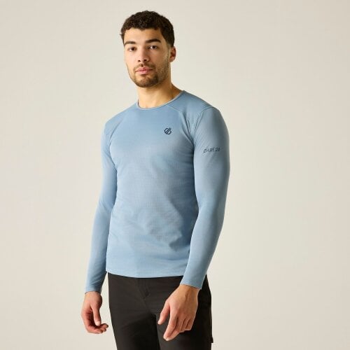 Dare 2B Mens Ventura Grid Crew Neck Fleece Top - Dusky Blue