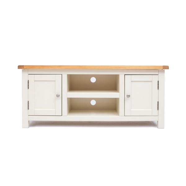 Maggiori Off White 2 Door TV Cabinet Chrome Knob