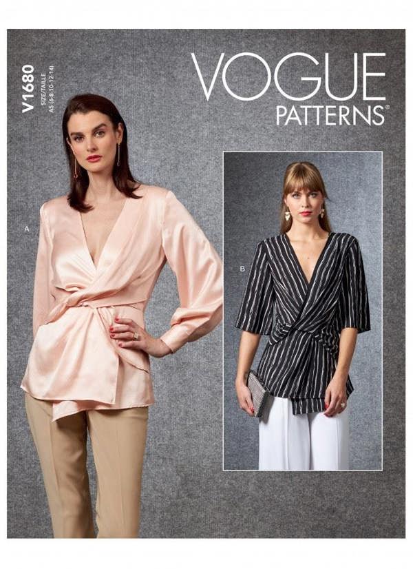 Vogue Sewing Pattern 1680, Tops for Women, A5 (6-8-10-12-14) - Easy