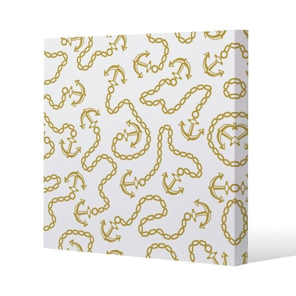 Benjamin Tate Design Anchor & Chains Slim Style Canvas Print  90x90cm , 15mm Slim Real wood.