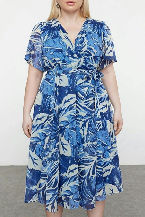 WOVCOR Patterned Chiffon Wrap Dress