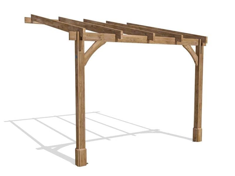 Dunster House Wooden Lean To Pergola Kit 3m x 3m Wall Mounted Garden Plant Frame Leviathan