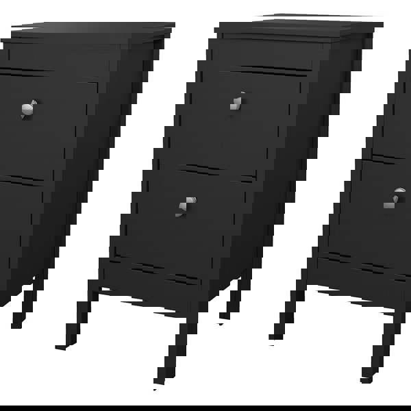 Furniture To Go Madrid Bedside Table 2 drawers in Matt Black