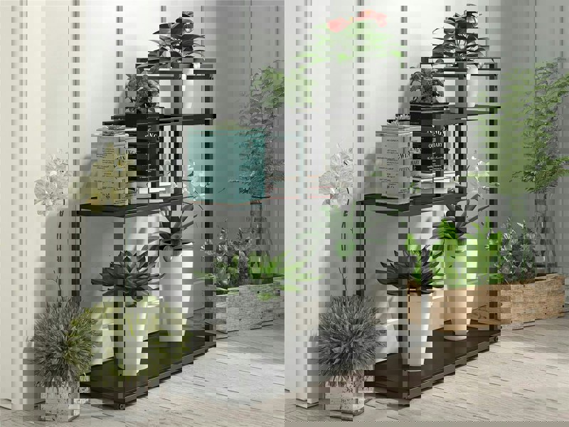 Dorel Home Weston Plant Stand with 3 Shelves Black/Oak