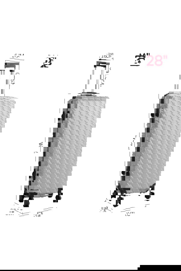 Living and Home Set of 3 Lightweight Hardside Travel Suitcase with Spinner Wheels - Silver