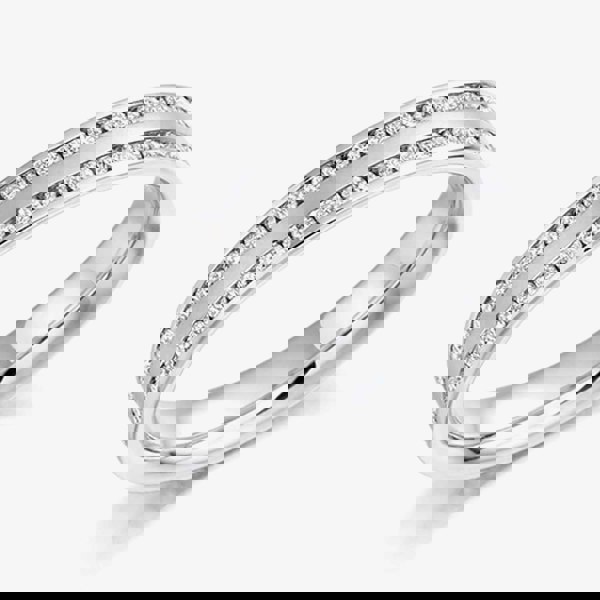 T. H. Baker Platinum 0.55ct Double Row Diamond Court Ring FET992 J