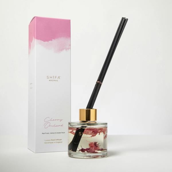 Shifa Aromas Cherry Orchard Reed Diffuser | Red Fruits, Vetiver & Sweet Musk | Take time to indulge...