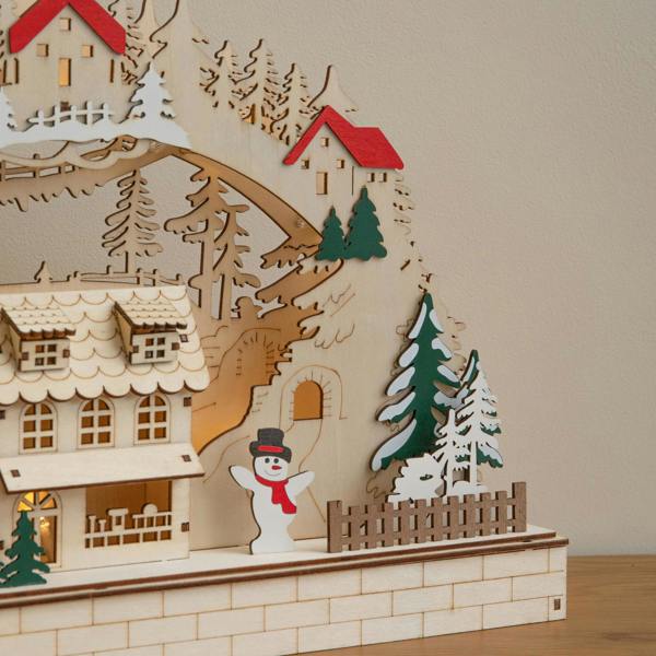 Samuel Alexander 43cm Wooden Christmas Candle Bridge LED Village Decoration