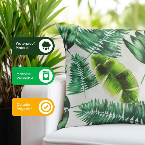 Gardenwize Pair of Outdoor Scatter Cushions – Botanical Green Design