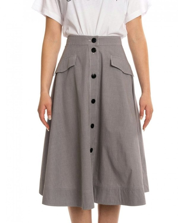 Calvin Klein Mini Gingham Button Womens Skirt