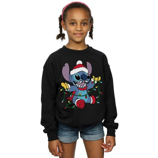 Disney Girls Lilo And Stitch Christmas Lights Sweatshirt - Black