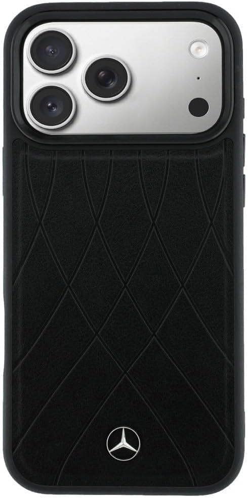 Mercedes Benz Crossed Lines Leather Case with MagSafe for iPhone 17 Pro Max 6.9" Black - MEHMP17X25PSECLK
