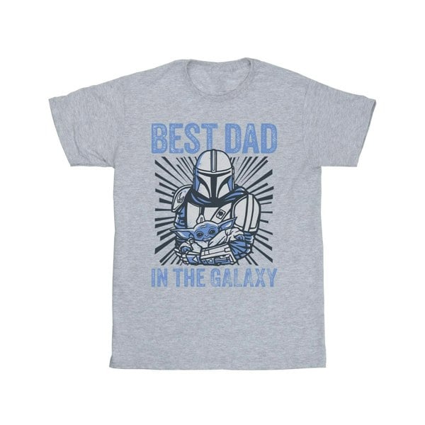 Star Wars Mens Mandalorian Best Dad Galaxy T-Shirt - Sports Grey