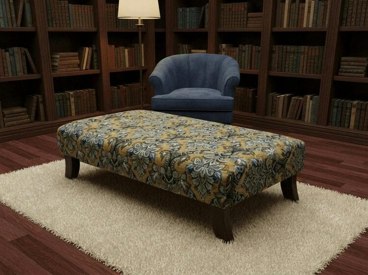 ISTOOLS Premium Mustard Floral Footstool Ottoman – Stylish & Multi-Purpose Seating Solution - 36 x 24 Inches (92 x 61cm)