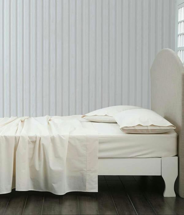 M.M Linen Pure Cotton 200TC Fitted Sheet Set Ivory