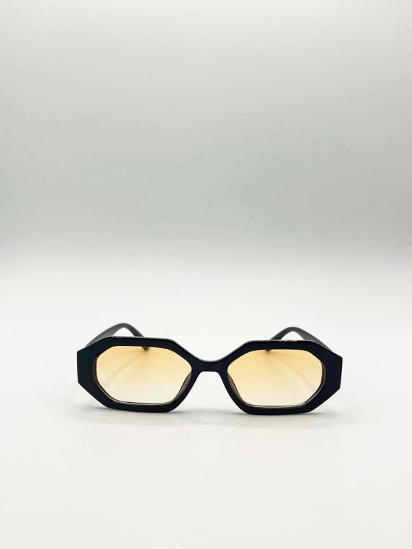 Oval Geomentric Sunglasses in Black Orange - svnx