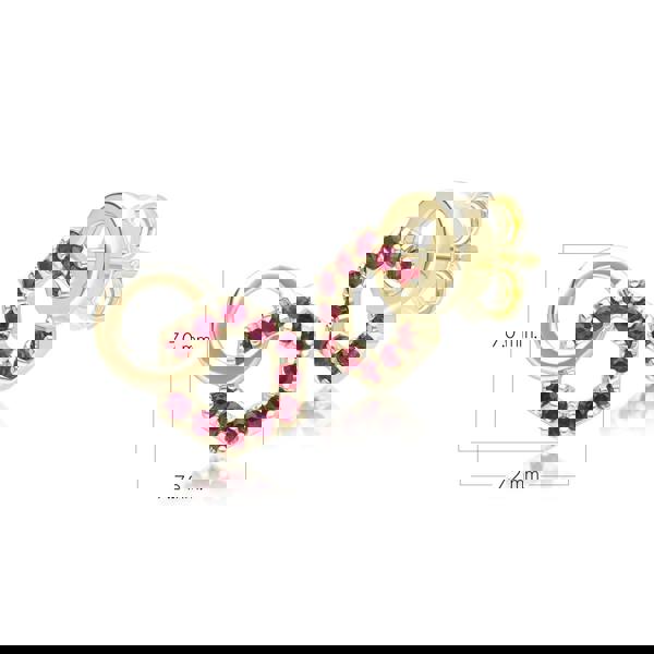 Gemondo Geometric Hexagon and Round Linked with Prong set Ruby Stud Earrings in 9ct Yellow Gold