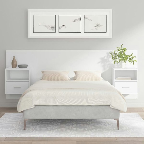 Berkfield Bed Headboard with Cabinets White Engineered Wood