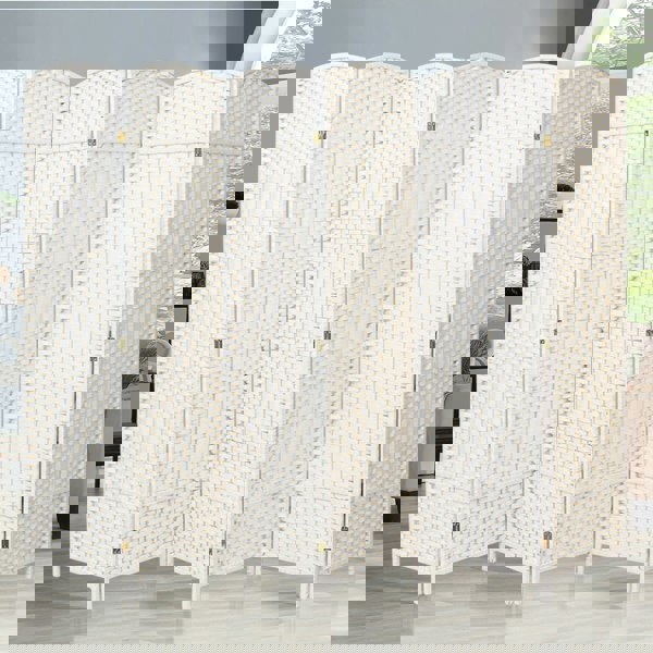 4/6 White Wooden Panels Folding Room Divider Partition Slat Privacy Screen Living Room Divider Living and Home L 240 * H170 CM