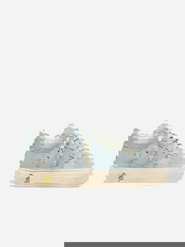 Golden Goose Kids Golden Goose Girls Suede and Leather Star Embroidered May Trainers in Blue