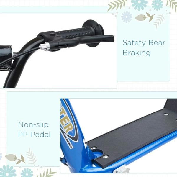 Blue kids kick scooter with textured handle grips and black non-slip pedal