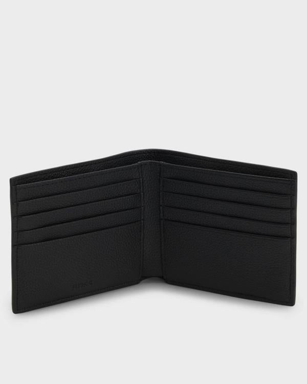 BOSS Orange Ray Mens Faux-Leather Folding Wallet with Signature-Stripe Trim - Black 001 | CHO | Designer Mens Wallets
