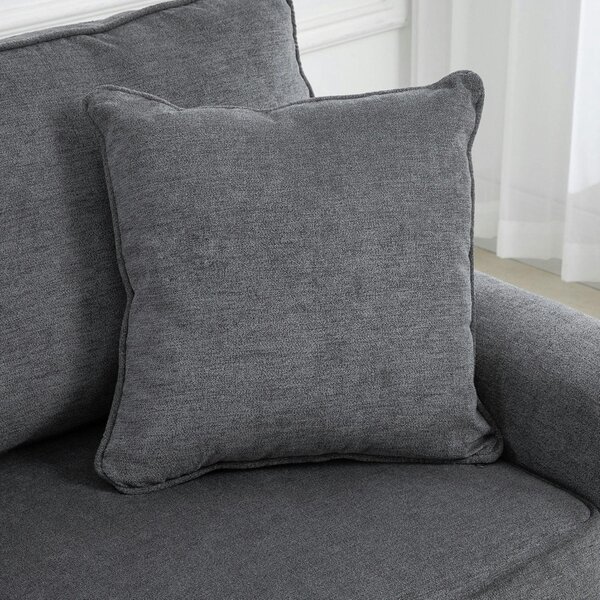 Wyld Haus Tael Yolo Grey Fabric 3 Seater Sofa With Nail Head Trim And 2 Cushions