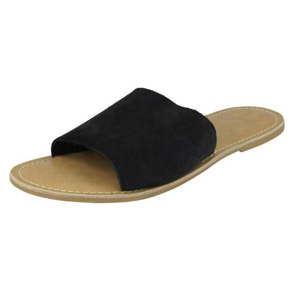 Leather Collection Ladies Leather Collection Flat Mule Sandals