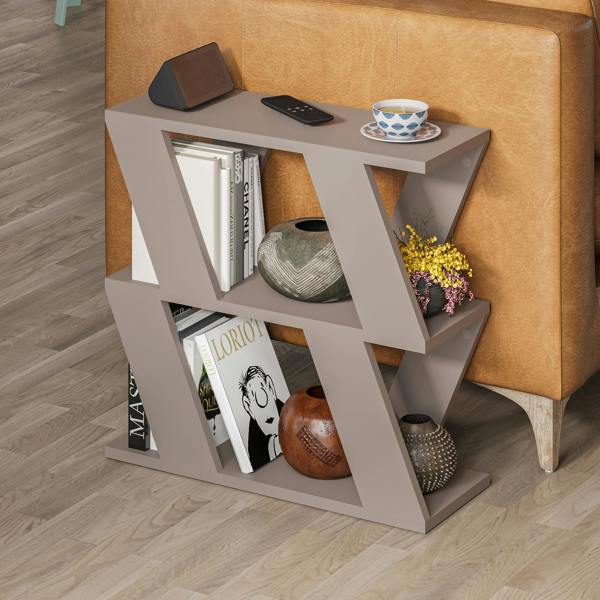 Decortie Lazena Modern 3-Tier Side Table, Slim Particleboard End Table H55.4cm