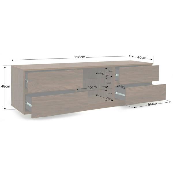 Centurion Supports AVITUS Walnut with 4-Walnut Drawers for 32"-65" LED/OLED/LCD TV Cabinet - FULLY ASSEMBLED