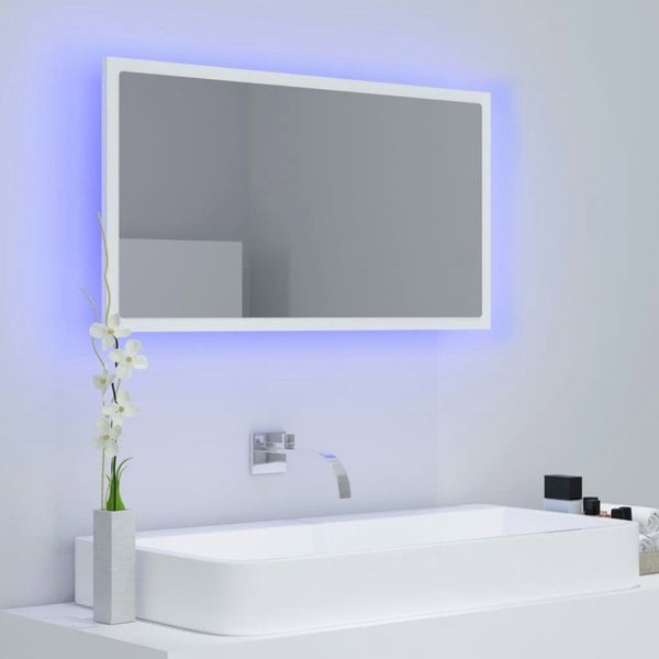 Berkfield LED Bathroom Mirror White 80x8.5x37 cm Acrylic