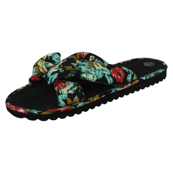 Spot On Ladies Spot On Flower Design Mules Floral Mule F00425
