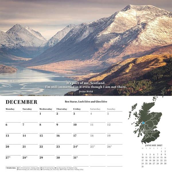 Spirit Of Scotland Calendar 2027, Wall Calendars, Month To View, Travel, Gift