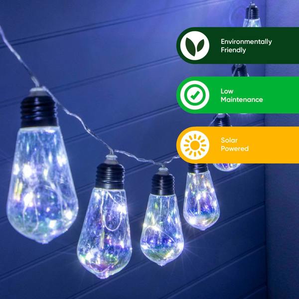 Gardenwize 10-Piece Solar String Lights – 2m Tubular LED Bulb Lights