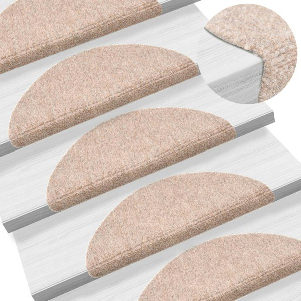 Berkfield 15 pcs Self-adhesive Stair Mats Needle Punch 56x17x3 cm Brown