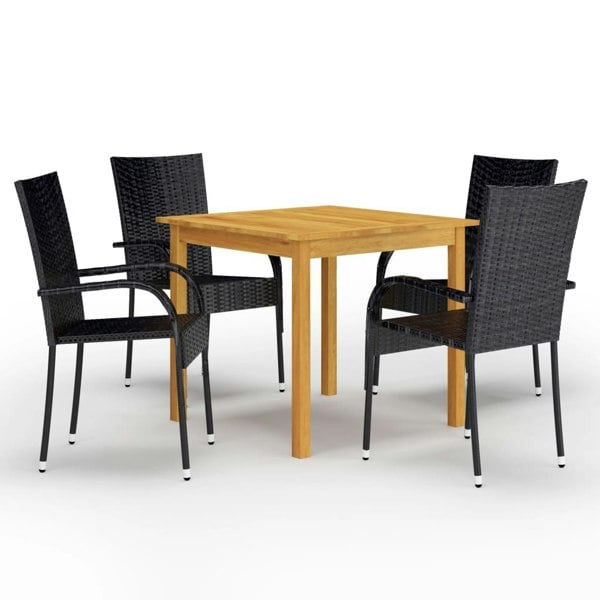 Berkfield 5 Piece Garden Dining Set Black