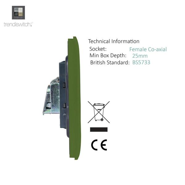 Trendi Switch 1 Gang Female Co-Axial Television Socket in Moss Green