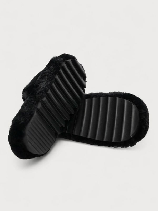 Sacai Wmns Fuax Fur Comfort Slippers Black - Supplied FashionSacai