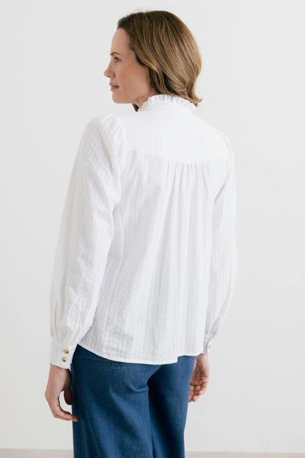 Lily & Me Wayfaring Embroidered Cotton Blouse White