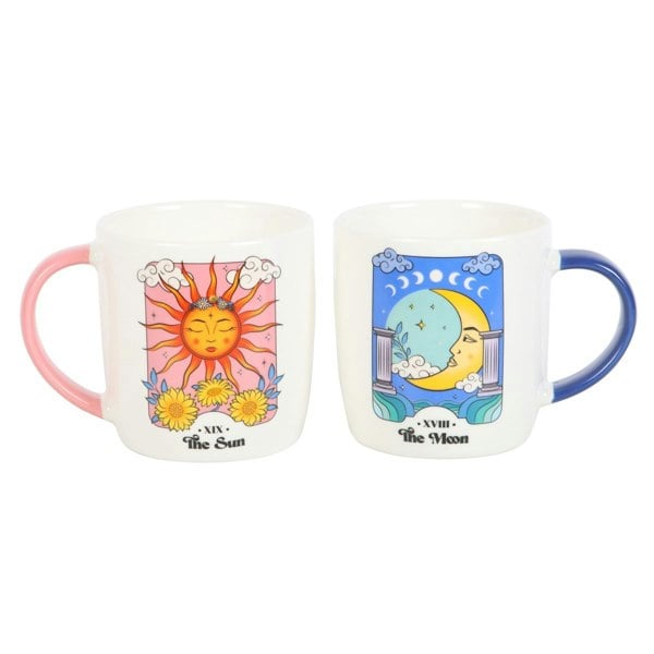 Something Different Sun and Moon Celestial Mug Set (Pack of 2) - White/Blue/Red