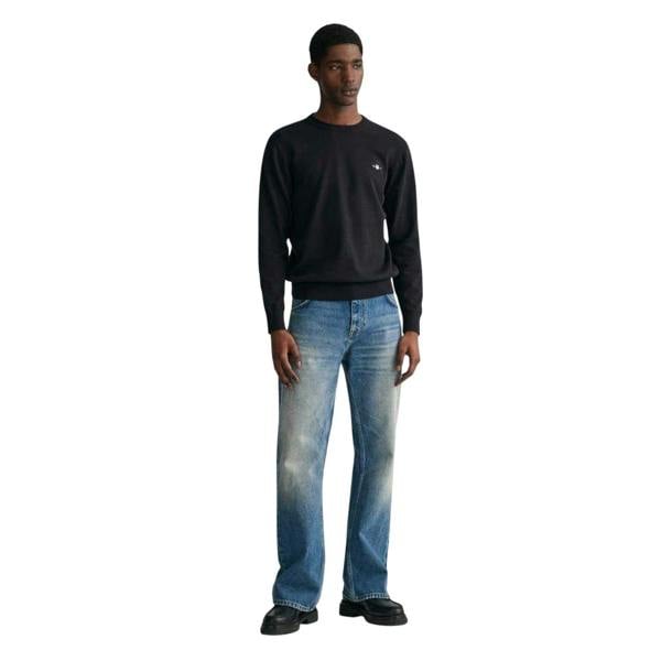 Gant Mens Cotton Crew Neck Jumper - Black - 