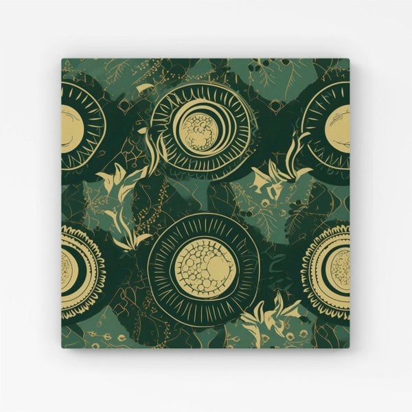 Warren Reed Abstract Green Gold Moon Pattern Canvas