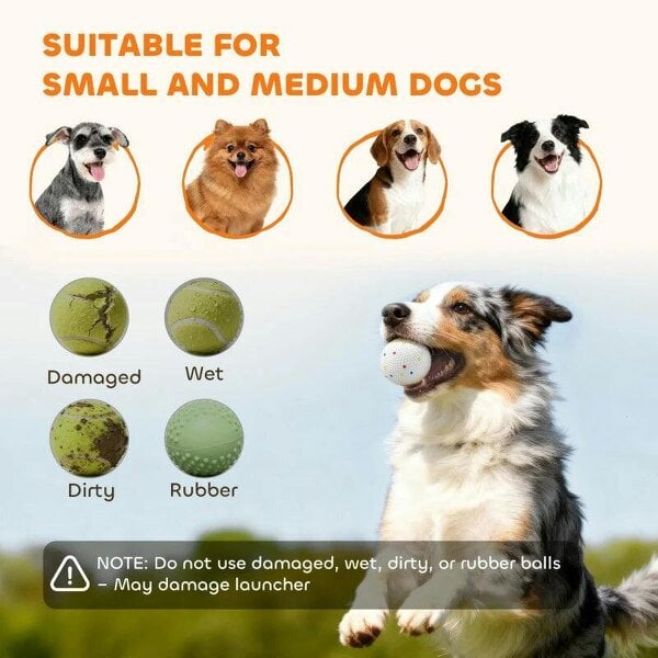 Automatic Dog Ball Launcher with 5 ETPU Balls 2.3", 3 Distance Settings 20/33/46ft, Green