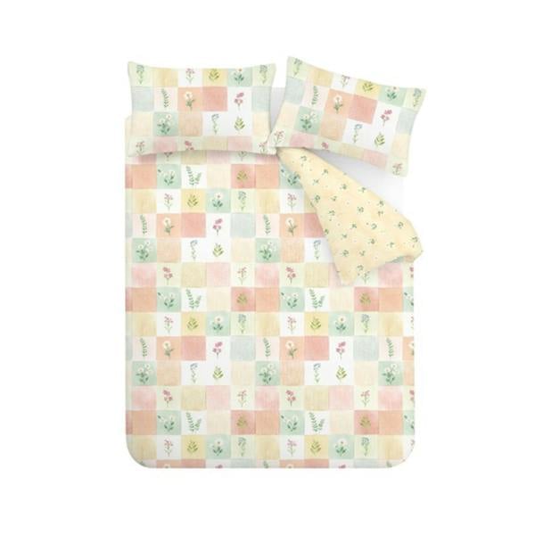 Catherine Lansfield Daisy Patchwork Reversible Duvet Cover Set Yellow