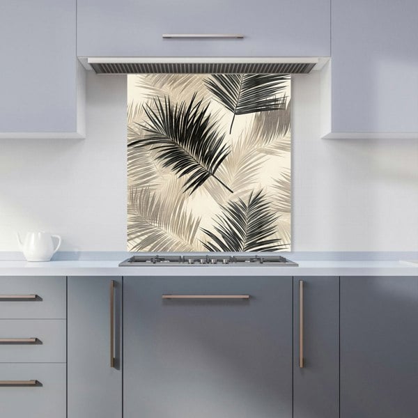 Warren Reed - Designer Black And White Tropical Palm Leaves Kitchen Splashback