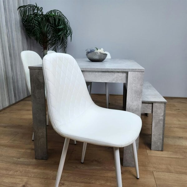 Kosy Koala Wooden Rectangle Dining Table Sets with Set of 4 Chairs, a Bench, Grey and White