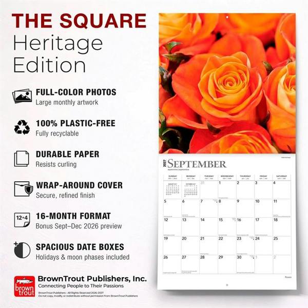 Roses Calendar 2027, Wall Calendars, Month To View, Lifestyle, Gift