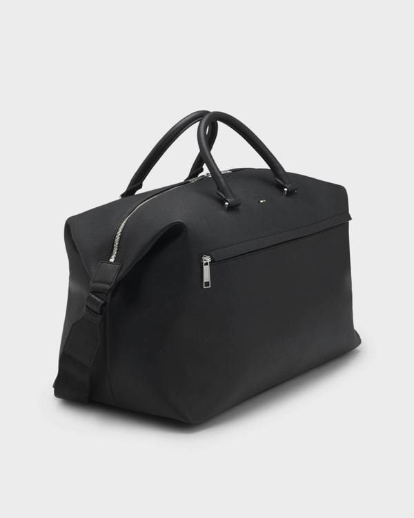 BOSS Orange Ray Mens Grainy Faux-Leather Holdall with Detachable Strap - Black 001 | CHO | Designer Mens Holdalls