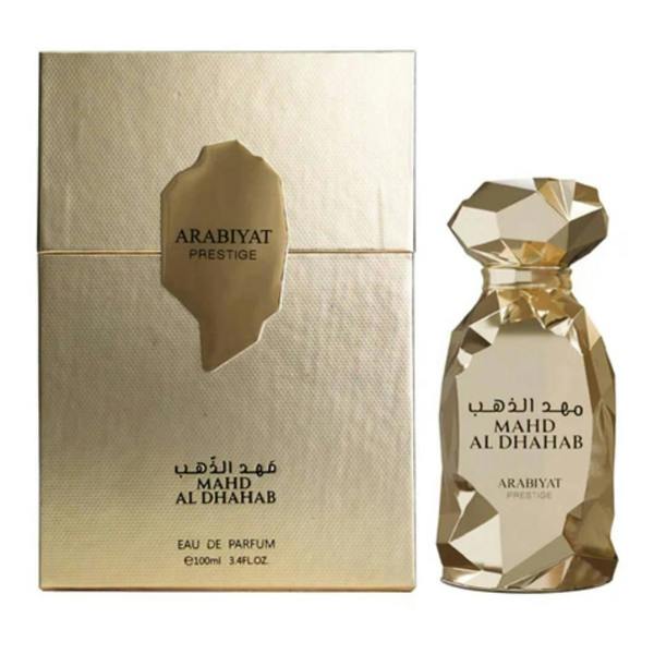 Arabiyat Prestige Mahd Al Dhahab EDP 100ml perfume bottle and box front view